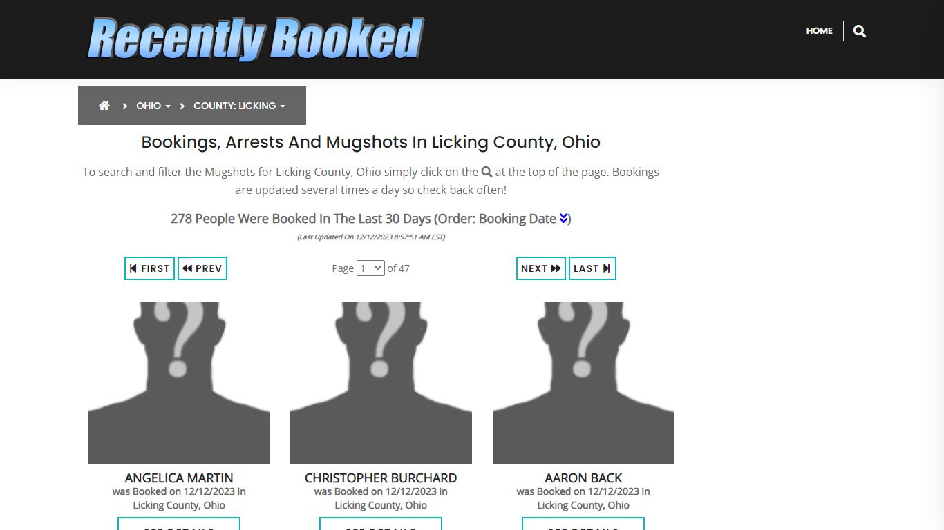 Recent bookings, Arrests, Mugshots in Licking County, Ohio